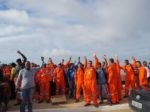 Os petroleiros em greve