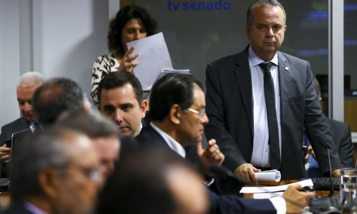 O secretário especial da Previdência, Rogério Marinho, durante sessão da Comissão de Constituição e Justiça do Senado para votação do relatório da Reforma da Previdência.